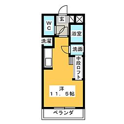 プランドールパルファン ワンルームの間取図画像
