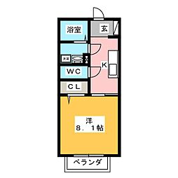 アリーナ 1Kの間取図画像