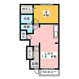 サンテラスミッチィー2 1LDKの間取図画像