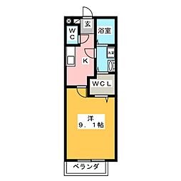 ウィン2 1Kの間取図画像