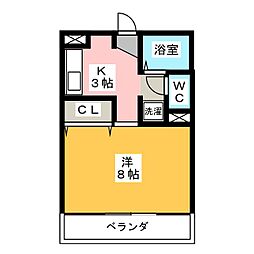 ハイツエスポワール2 1Kの間取図画像