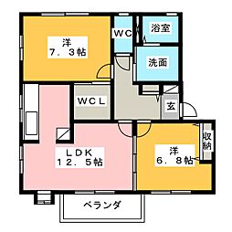 ノンシャラン 2LDKの間取図画像