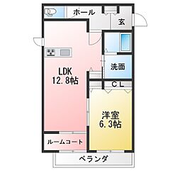 サンモールII 1LDKの間取図画像