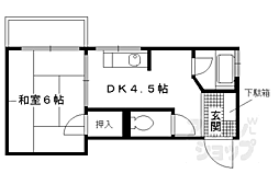 京阪本線 伏見桃山駅 徒歩2分の賃貸マンション 2階1DKの間取り