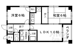 阪急京都本線 西京極駅 徒歩5分の賃貸マンション 3階2LDKの間取り
