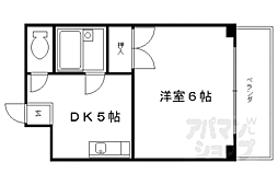 阪急京都本線 西院駅 徒歩2分の賃貸マンション 3階1DKの間取り