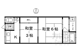 シャトー宝倉 2階1DKの間取り