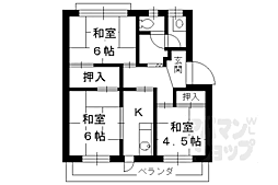 コーポ中臣 4階3Kの間取り