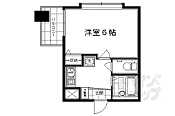 京都市営烏丸線 四条駅 徒歩8分の賃貸マンション 2階1Kの間取り