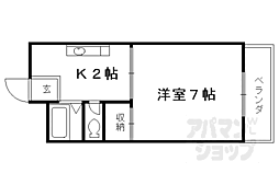 JR山陰本線 円町駅 徒歩7分の賃貸マンション 4階1Kの間取り