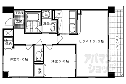 JR山陰本線 嵯峨嵐山駅 徒歩13分の賃貸マンション 1階2LDKの間取り