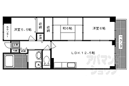 京都地下鉄東西線 二条駅 徒歩1分の賃貸マンション 3階3LDKの間取り