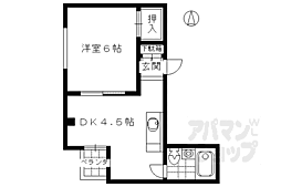 第2ヌヴェールハイツ 2階1DKの間取り