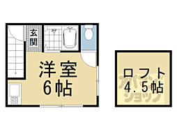 阪急京都本線 烏丸駅 徒歩7分の賃貸一戸建て ワンルームの間取り
