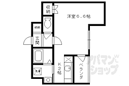 グラマシー京都 2階1Kの間取り