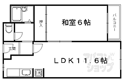 京都地下鉄東西線 西大路御池駅 徒歩2分の賃貸マンション 6階1LDKの間取り