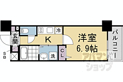エストゥルース京都 9階1Kの間取り