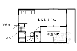 JR奈良線 JR藤森駅 徒歩3分の賃貸マンション 2階1LDKの間取り