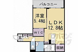 京都地下鉄東西線 太秦天神川駅 徒歩8分の賃貸マンション 2階1LDKの間取り