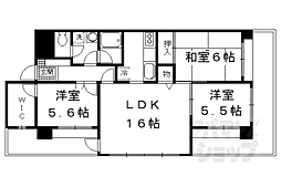 京阪本線 伏見桃山駅 徒歩7分の賃貸マンション 2階3LDKの間取り