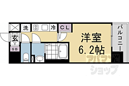 エステムコート京都祥邸（キザシティ） 4階1Kの間取り