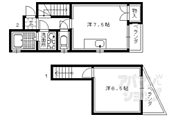 JR山陰本線 二条駅 徒歩7分の賃貸マンション 2階1DKの間取り