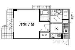京都市営烏丸線 竹田駅 徒歩3分の賃貸マンション 2階1Kの間取り