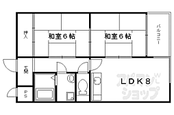 JR山陰本線 二条駅 徒歩10分の賃貸マンション 3階2LDKの間取り
