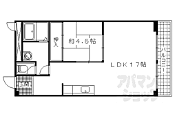 山科ハイツ 2階1LDKの間取り