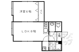 京都地下鉄東西線 太秦天神川駅 徒歩20分の賃貸アパート 2階1LDKの間取り