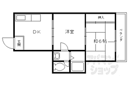 京都地下鉄東西線 太秦天神川駅 徒歩9分の賃貸マンション 2階2DKの間取り