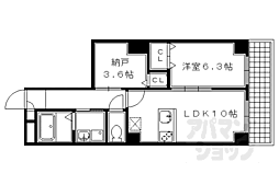 京都市営烏丸線 五条駅 徒歩2分の賃貸マンション 8階1SLDKの間取り