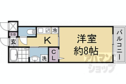 阪急京都本線 西院駅 徒歩13分の賃貸マンション 3階1Kの間取り