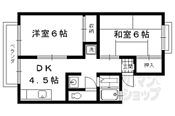 セジュール藤 A206 2階2Kの間取り