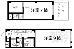 阪急京都本線 西院駅 徒歩3分の賃貸マンション 4階2Kの間取り