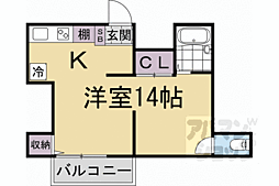 京都　植村荘 2階ワンルームの間取り