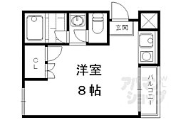 レッドボールコート上鳥羽 3階1Kの間取り