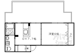 JR山陰本線 円町駅 徒歩3分の賃貸マンション 4階1DKの間取り