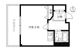 フラッツ本町月ノ輪 2階ワンルームの間取り