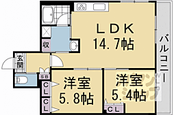 インサイトルポ山科新十条 3階2LDKの間取り