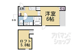 アンソレイエ椥辻 1階1Kの間取り