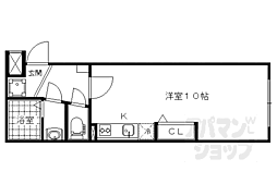 プルーリオン山科駅前 1階ワンルームの間取り