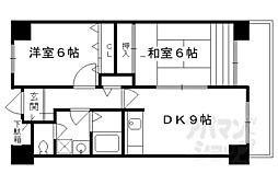 サンサーラ21 7階2DKの間取り