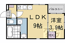 JR山陰本線 花園駅 徒歩9分の賃貸アパート 3階1LDKの間取り