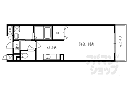 京阪本線 墨染駅 徒歩8分の賃貸アパート 1階1Kの間取り
