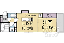 阪急京都本線 西院駅 徒歩4分の賃貸アパート 2階1LDKの間取り