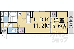 JR山陰本線 太秦駅 徒歩14分の賃貸アパート 3階1LDKの間取り