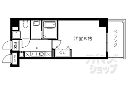 阪急京都本線 西京極駅 徒歩5分の賃貸マンション 2階1Kの間取り