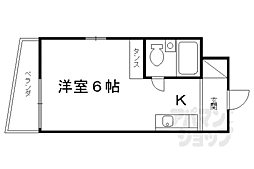 京都地下鉄東西線 太秦天神川駅 徒歩7分の賃貸マンション 1階1Kの間取り