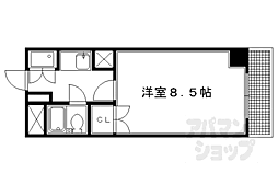 京都市営烏丸線 五条駅 徒歩2分の賃貸マンション 6階1Kの間取り